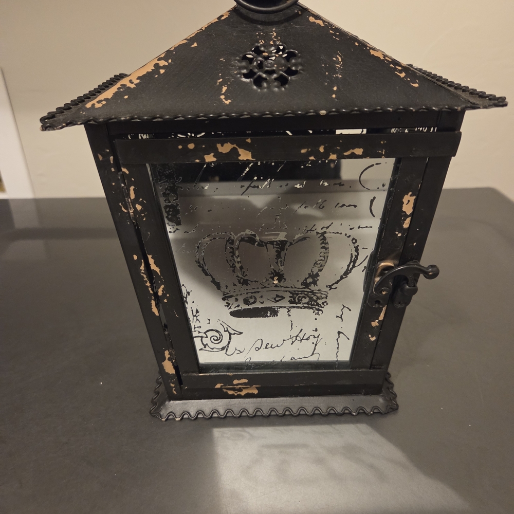 Vintage Black Candle Holder Lantern